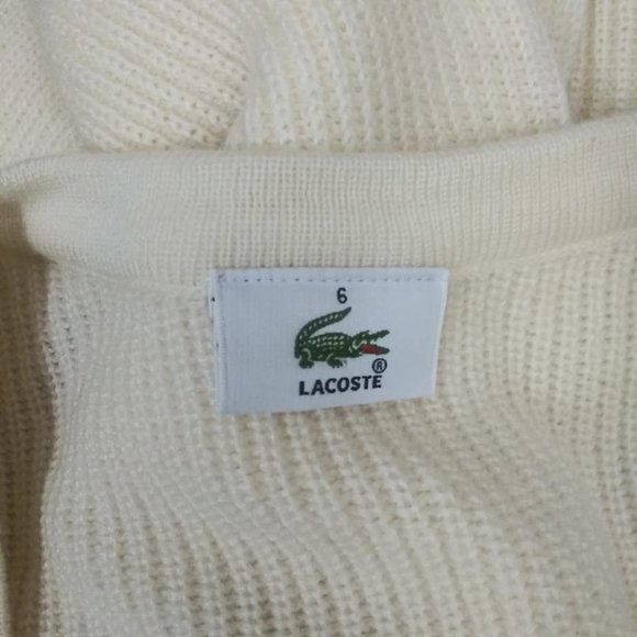 Lacoste Sweater Sz XL Cream Vtg V-Neck Wool Blend - Picture 6 of 7